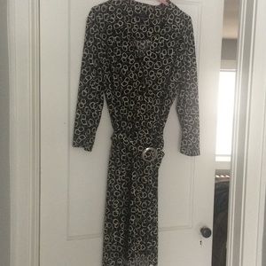 Chaps wrap look dress XL black and taupe